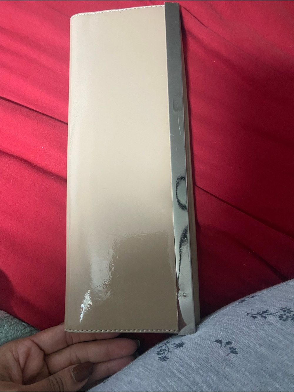 Beige Tablet Folio Case with Metallic Trim